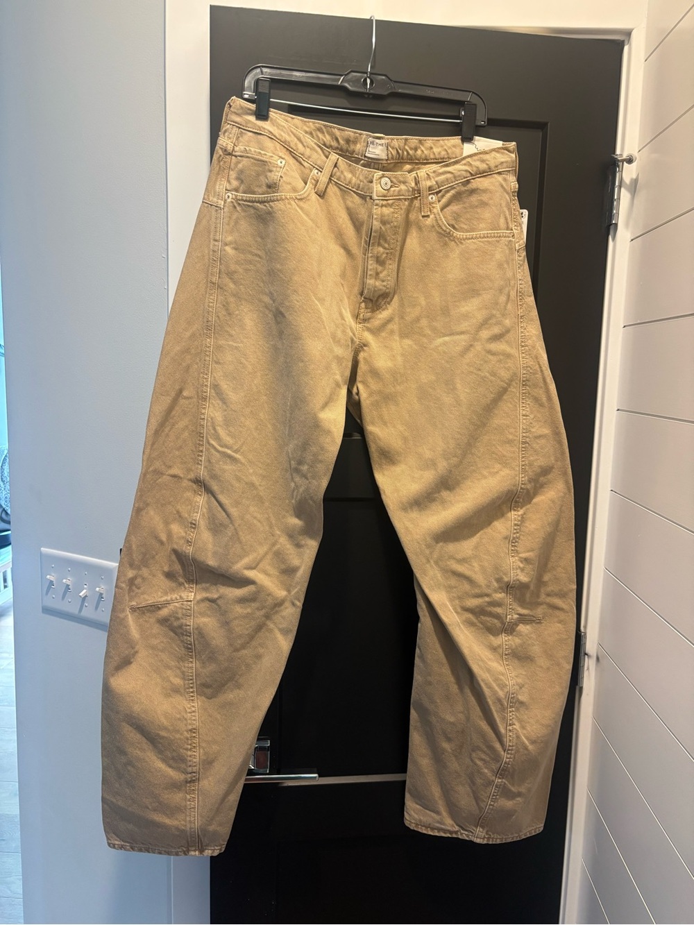 Free People We The Free Fable Low-Rise Twisted Bowed Jeans 32 Oat Latte NWT - Picture 10 of 17